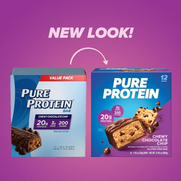 Pure Protein Bars, High Protein, Nutritious Snacks to Support Energy, Low Sugar, Gluten Free, Chocolate Salted Caramel 1.76 oz.,