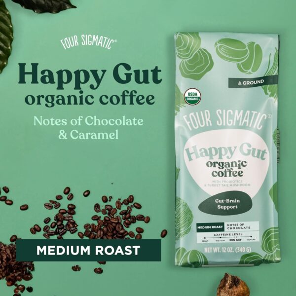 Four Sigmatic Calm Organic Decaf Ground Coffee | Swiss Water Decaf Coffee Ground | Decaffeinated Coffee with Chaga & Reishi