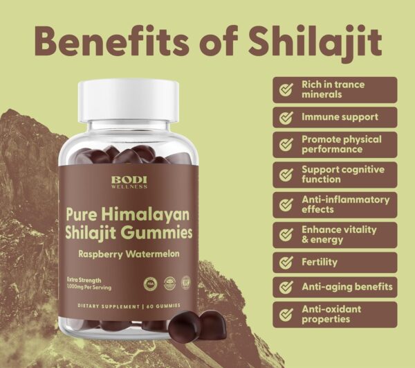 Shilajit Gummies, 85+ Trace Minerals & Fulvic Acid 1,000,000mcg Shilajit, 100% Pure Natural Himalayan Shilajit for Men & Women,