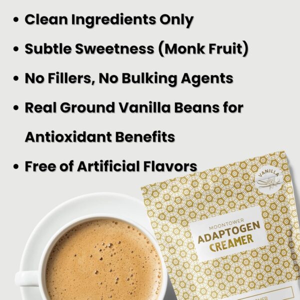 Moontower Superfood Keto Creamer – MCT Oil, Lions Mane, Reishi, Ashwagandha, for Mushroom Coffee, Matcha, Chai, & Smoothies |