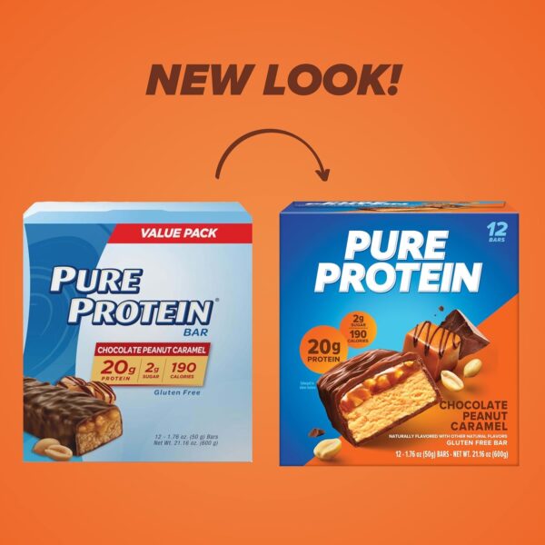 Pure Protein Bars, High Protein, Nutritious Snacks to Support Energy, Low Sugar, Gluten Free, Chocolate Salted Caramel 1.76 oz.,