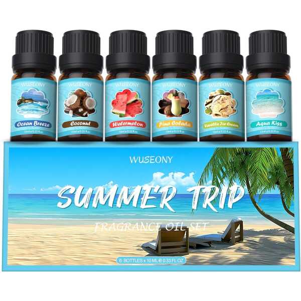 Summer Fragrance Oils Set, Premium Essential Oils for Diffuser, Natural Aromatherapy Oils for Soap Candle Making – Ocean Breeze,