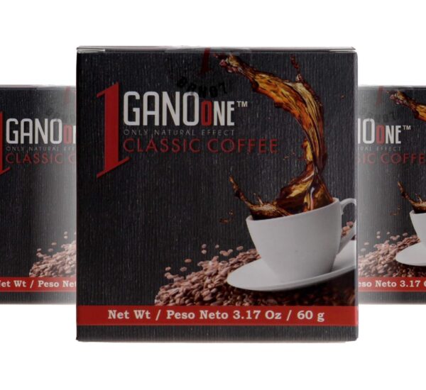 GanoOne Instant Classic Black Coffee with Ganoderma – Reishi Mushroom Extract Premium Blend 30 Single Serve Sachets, 6-pack