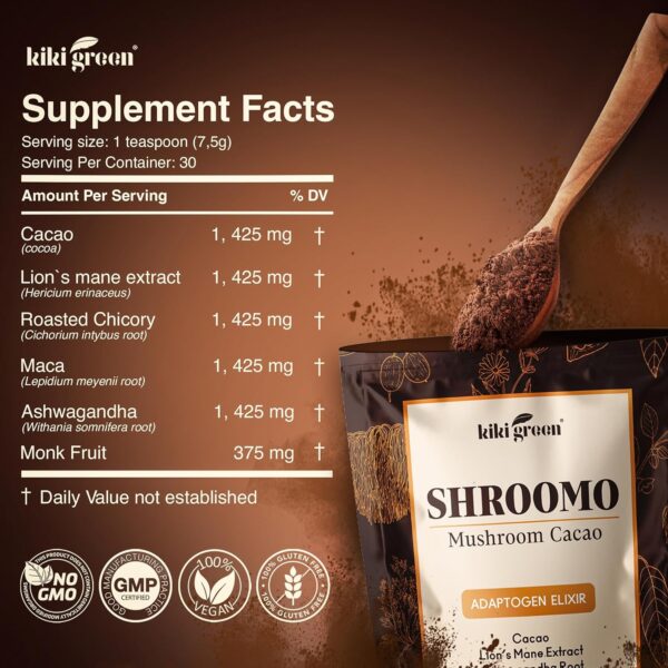 SHROOMO: Mushroom Coffee Alternative | Master Blend of Lion’s Mane, Ashwagandha for Mental Clarity, Energy & Focus, Maca Root,