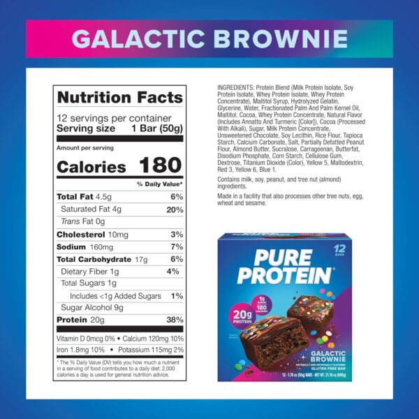 Pure Protein Bars, High Protein, Nutritious Snacks to Support Energy, Low Sugar, Gluten Free, Chocolate Salted Caramel 1.76 oz.,