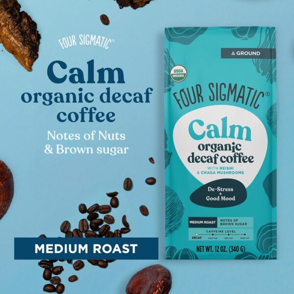 Four Sigmatic Happy Gut Organic Ground Coffee | Medium Roast Fair Trade Gourmet Coffee with Chaga & Turkey Tail | Immune