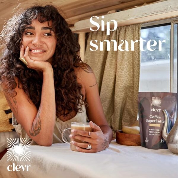 Clevr Blends Instant Coffee Latte Mix, Oat Milk Latte, 100% Arabica Beans Medium Roast Fair Trade, Superfood Creamer Powder,