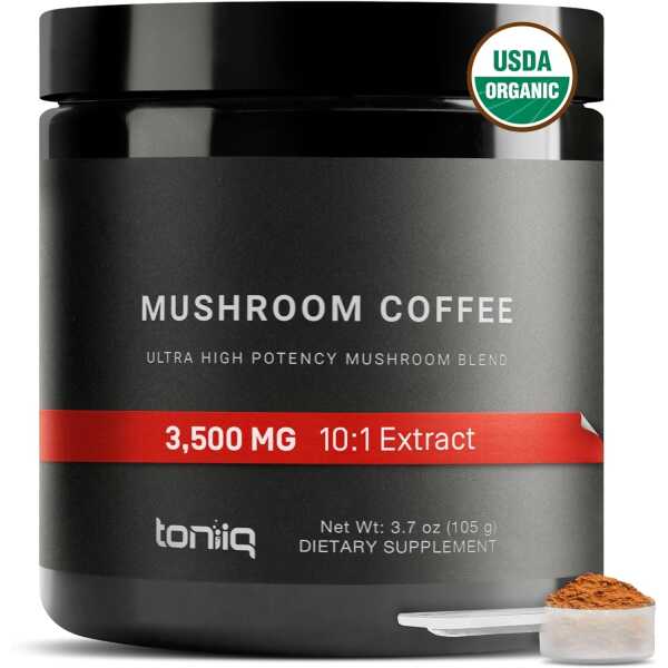 Ultra Concentrated Organic Mushroom Coffee 3,500mg 10:1 Extract – Colombian Sourced Beans 10 Mushroom Blend with Lion’s Mane and