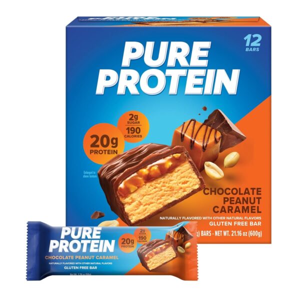 Pure Protein Bars, High Protein, Nutritious Snacks to Support Energy, Low Sugar, Gluten Free, Chocolate Salted Caramel 1.76 oz.,