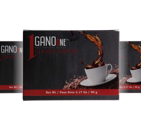 GanoOne Instant Classic Black Coffee with Ganoderma – Reishi Mushroom Extract Premium Blend 30 Single Serve Sachets, 6-pack