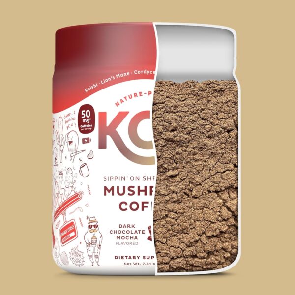 KOS Mushroom Coffee – Dark Chocolate Mocha Flavor – Organic Instant Coffee Mix with Reishi, Cordyceps, Lion’s Mane, Chaga &