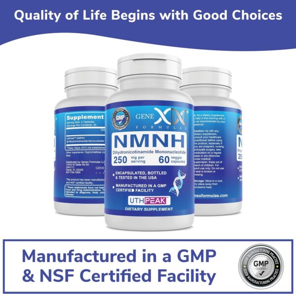 GENEX 250mg NMNH (60 Capsules – 30 Servings) | Uthpeak™ NMNH (Dihydronicotinamide Mononucleotide) NAD+ Precursor for Healthy