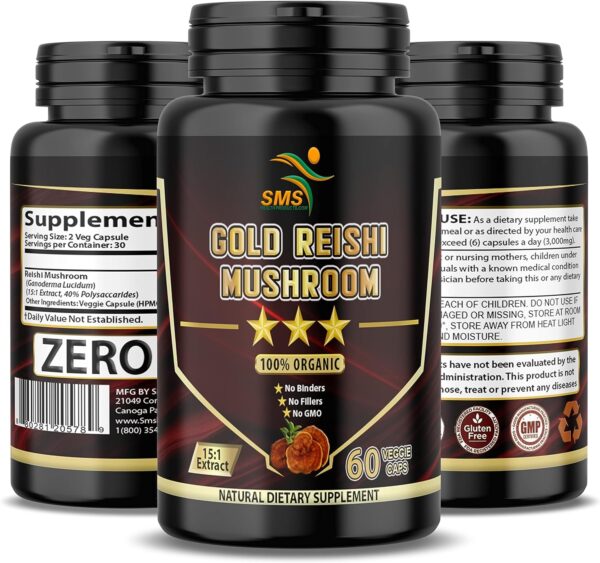 Potent Pure 15:1 Ganoderma Lucidum Extract, Reishi Mushroom 1,000mg Daily, (Vegan Non-GMO,Gluten Free) for Immune Support – 60