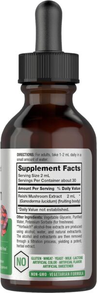 Horbaach Reishi Mushroom Supplement | 2 fl oz Liquid Extract | Ganoderma Lucidum Tincture | Vegetarian, Non-GMO, Gluten Free