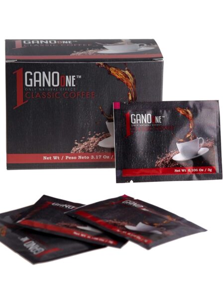 GanoOne Instant Classic Black Coffee with Ganoderma – Reishi Mushroom Extract Premium Blend 30 Single Serve Sachets, 6-pack