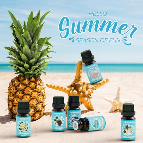 Summer Essential Oils Set, ARVIDSSON Tropical Fragrance Oil for Candle Making, Diffuser Scented Oil – Ocean Breeze, Pina Colada,