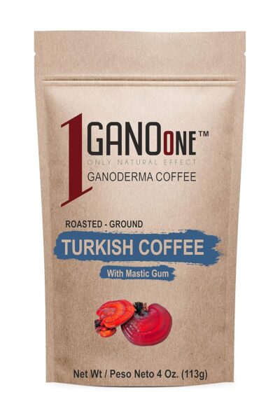 GanoOne Turkish Coffee with Mastic Gum include Ganoderma Reishi Mushroom Extract Medium Roast Ground Special Blend 100% Arabica