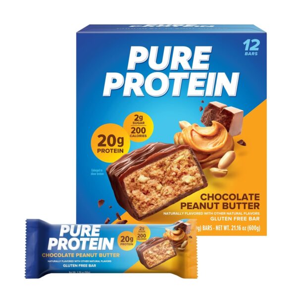 Pure Protein Bars, High Protein, Nutritious Snacks to Support Energy, Low Sugar, Gluten Free, Chocolate Salted Caramel 1.76 oz.,