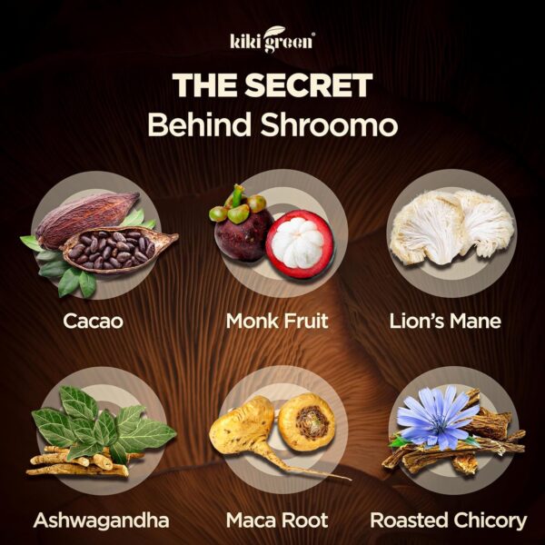 SHROOMO: Mushroom Coffee Alternative | Master Blend of Lion’s Mane, Ashwagandha for Mental Clarity, Energy & Focus, Maca Root,