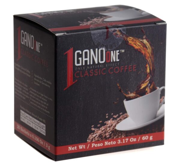 GanoOne Instant Classic Black Coffee with Ganoderma – Reishi Mushroom Extract Premium Blend 30 Single Serve Sachets, 6-pack