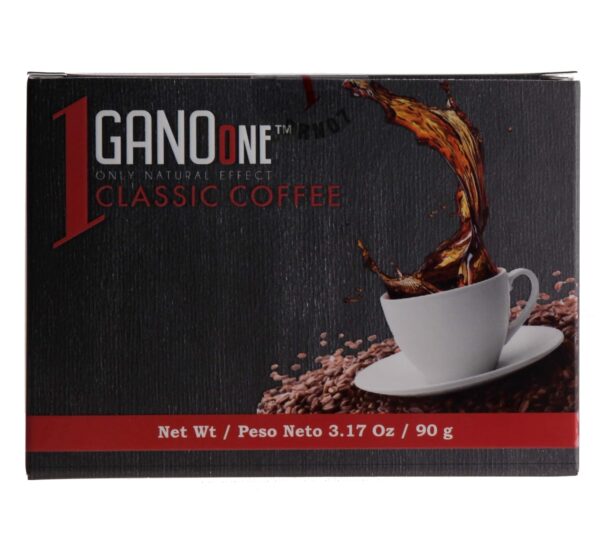 GanoOne Instant Classic Black Coffee with Ganoderma – Reishi Mushroom Extract Premium Blend 30 Single Serve Sachets, 6-pack