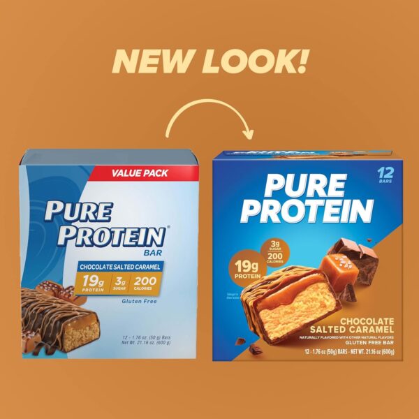 Pure Protein Bars, High Protein, Nutritious Snacks to Support Energy, Low Sugar, Gluten Free, Chocolate Salted Caramel 1.76 oz.,