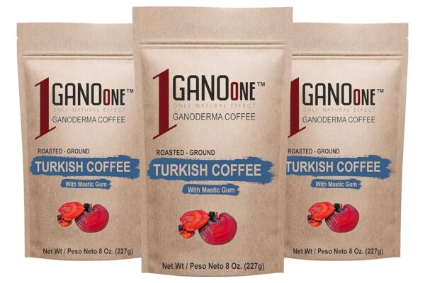 GanoOne Traditional Turkish Coffee with Ganoderma Reishi Mushroom Extract Medium Roast Ground Special Blend 100% Arabica Coffee