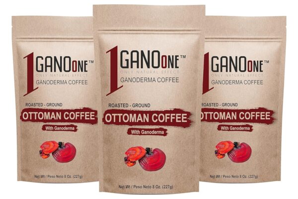 GanoOne Turkish Coffee with Cardamom include Ganoderma Reishi Mushroom Extract Medium Roast Ground Special Blend 100% Arabica