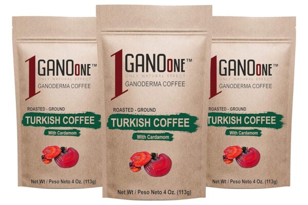 GanoOne Turkish Coffee with Mastic Gum include Ganoderma Reishi Mushroom Extract Medium Roast Ground Special Blend 100% Arabica