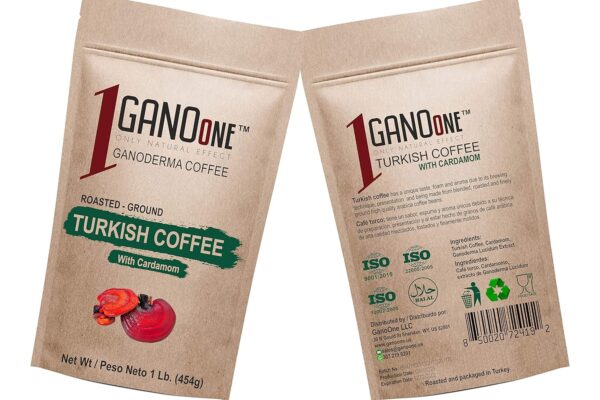 GanoOne Turkish Coffee with Cardamom include Ganoderma Reishi Mushroom Extract Medium Roast Ground Special Blend 100% Arabica