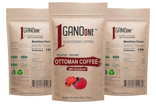 GanoOne Traditional Turkish Coffee with Ganoderma Reishi Mushroom Extract Medium Roast Ground Special Blend 100% Arabica Coffee