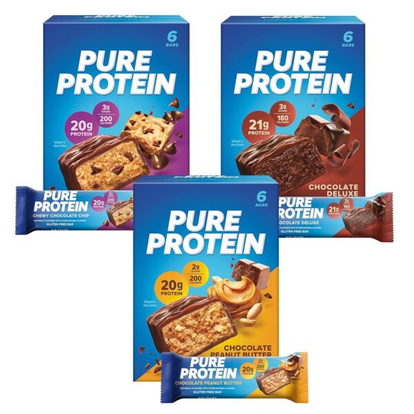 Pure Protein Bars, High Protein, Nutritious Snacks to Support Energy, Low Sugar, Gluten Free, Chocolate Salted Caramel 1.76 oz.,