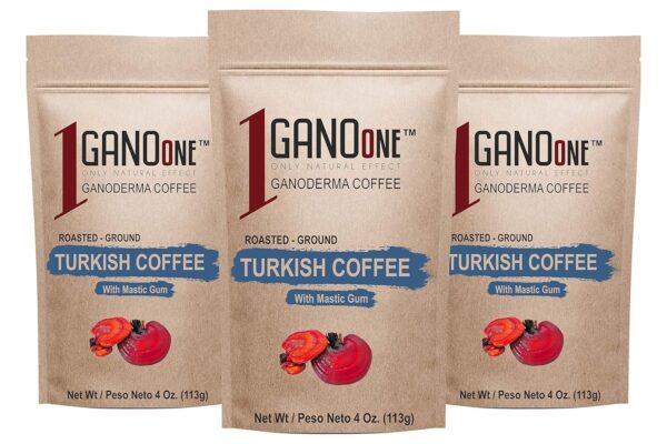 GanoOne Turkish Coffee with Cardamom include Ganoderma Reishi Mushroom Extract Medium Roast Ground Special Blend 100% Arabica