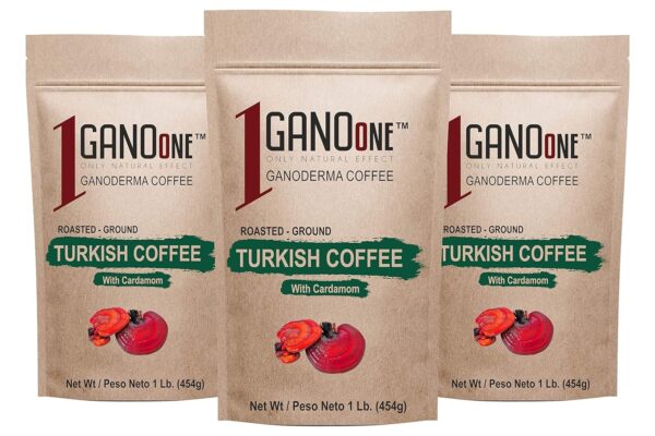 GanoOne Turkish Coffee with Mastic Gum include Ganoderma Reishi Mushroom Extract Medium Roast Ground Special Blend 100% Arabica