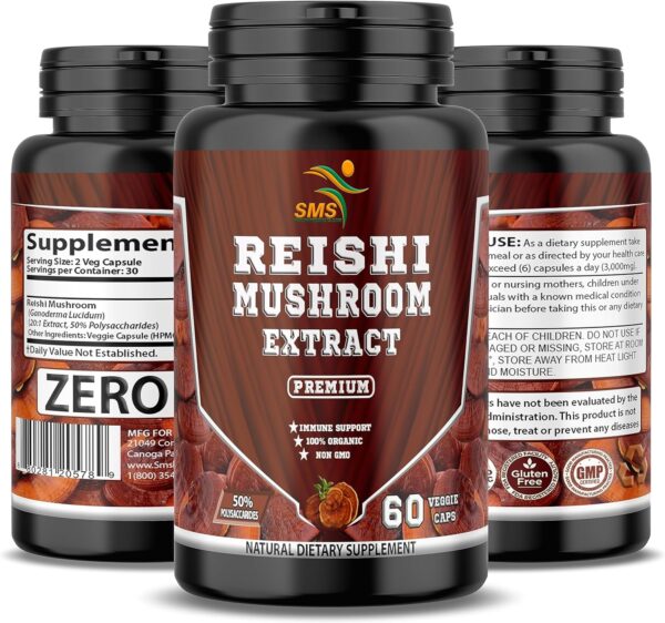 Potent Pure 15:1 Ganoderma Lucidum Extract, Reishi Mushroom 1,000mg Daily, (Vegan Non-GMO,Gluten Free) for Immune Support – 60